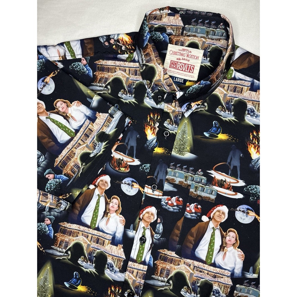 RSVLTS Lampoon's Christmas Vacation Short Sleeve Button Kunuflex Shirt Large